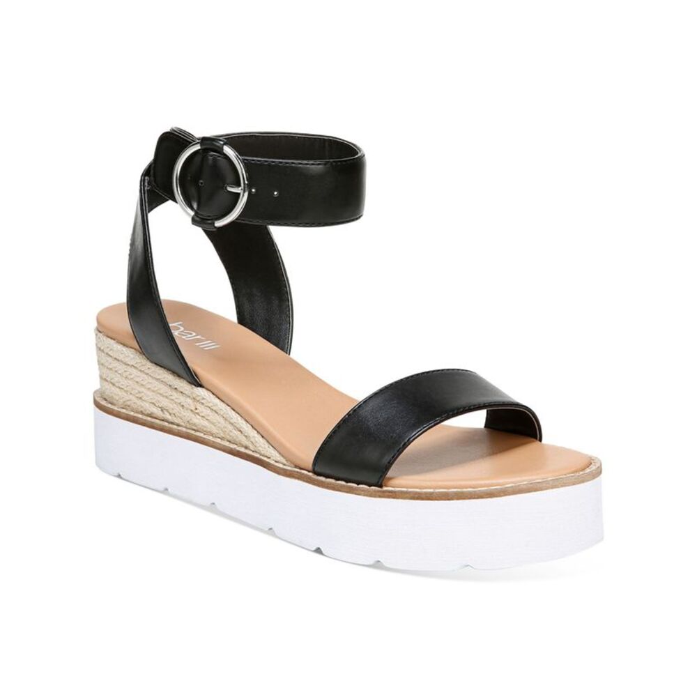 BAR III Womens Black 1" Platform Dessi Almond Toe Wedge Slingback Sandal 9.5 M